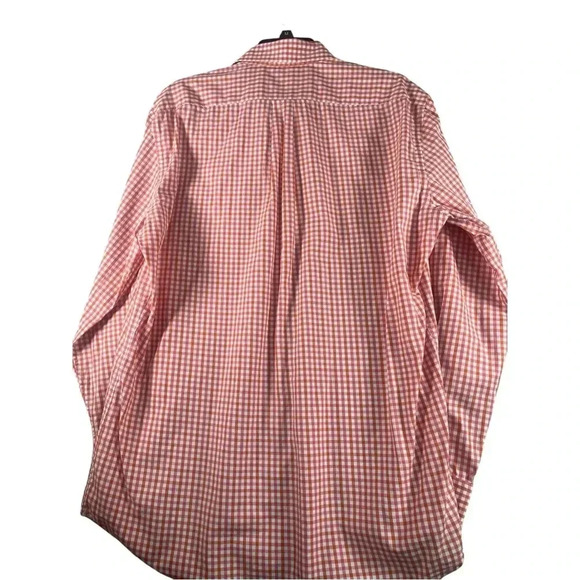 Peter Millar Cotton Long‎ Sleeve Button Down Shirt Gingham Orange Pink - Picture 9 of 9
